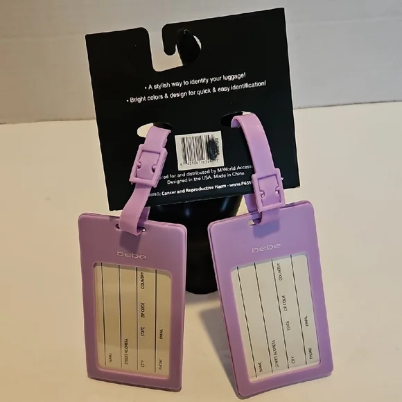 Bebe Purple Therapeutic Travel Pillow with matching luggage Tags.. - Picture 6 of 6